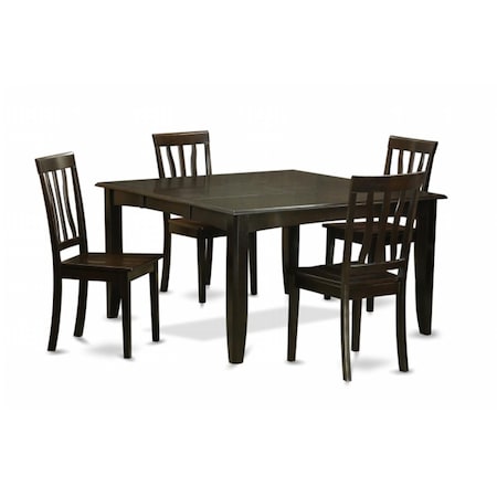 East West Furniture 5 Piece Dining Table Set For 4-Table With Leaf and 4 Kitchen Chairs PFAN5-CAP-W